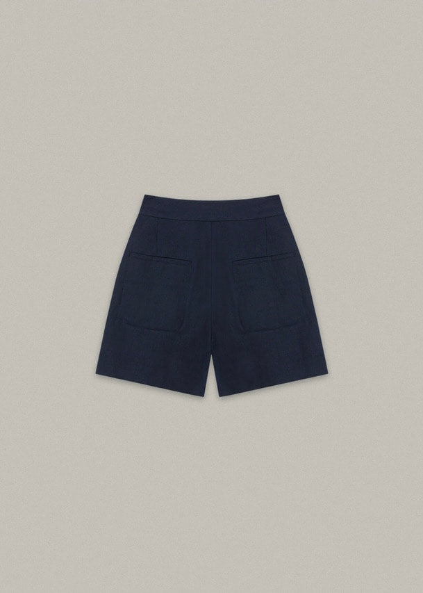 Linen Half Pants (Navy)