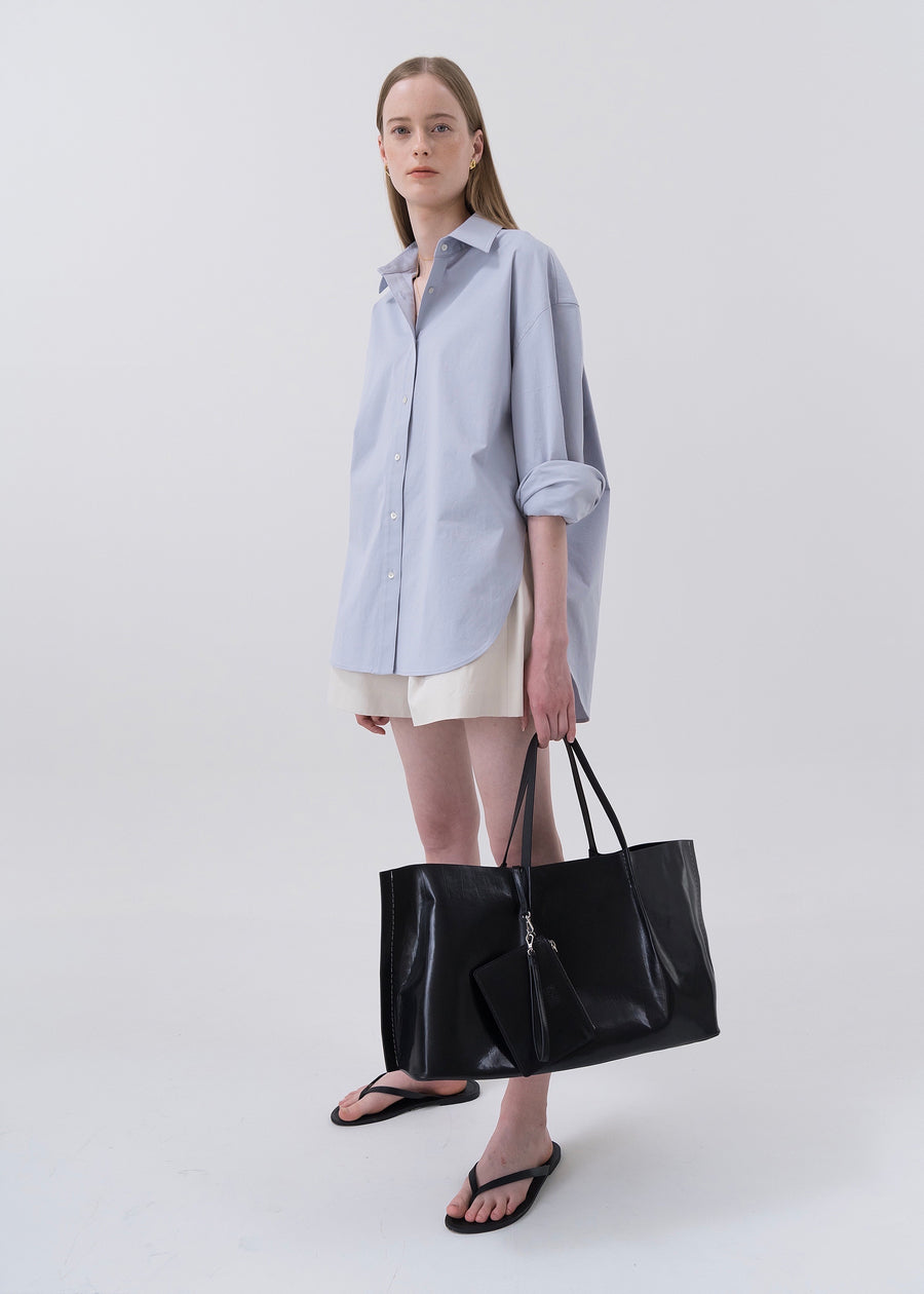 Oversized Cotton Shirt Blue | KINDERSALMON