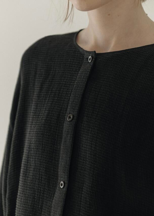 Moia Round linen shirt / Cardigan (black)