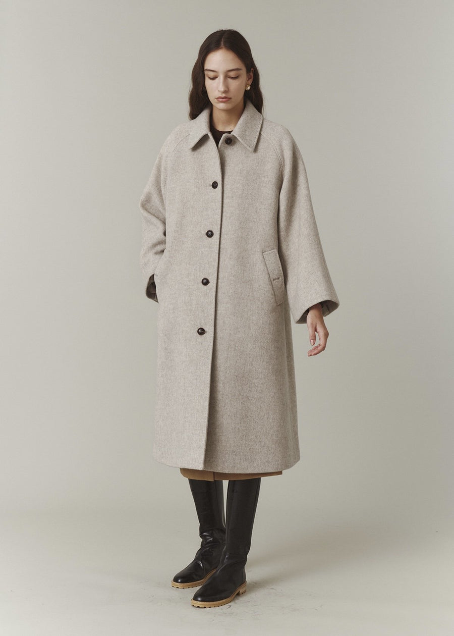 Cashmere Hand Pick Stitch Coat (Beige Check)