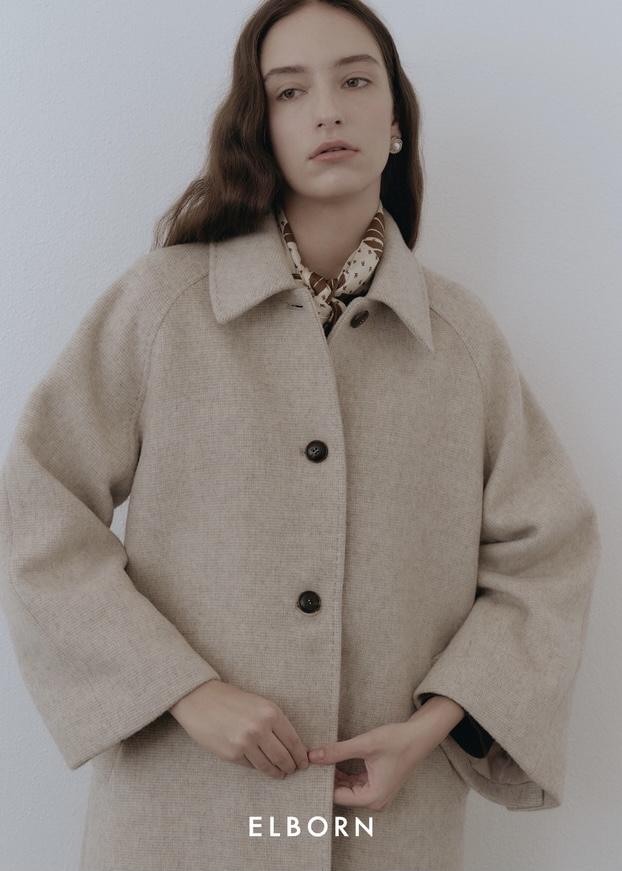 Cashmere Hand Pick Stitch Coat (Beige Check)