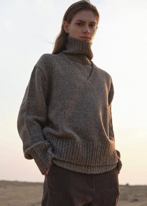 scot v-neck knit (Taupe)