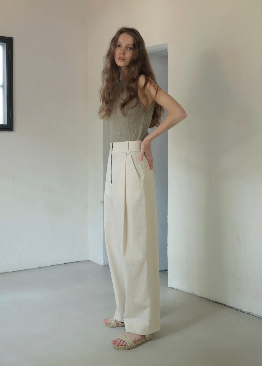 Cotton Wide Pants (Natural)