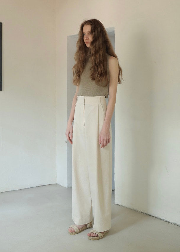 Cotton Wide Pants (Natural)