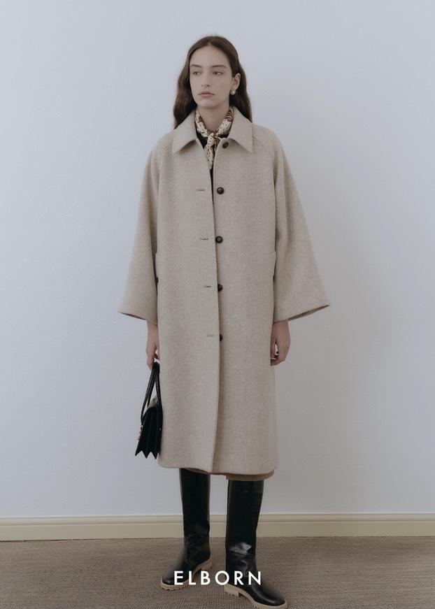 Cashmere Hand Pick Stitch Coat (Beige Check)