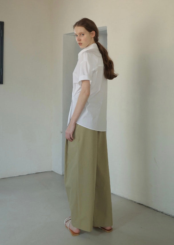 Cotton Wide Pants (Olive Khaki)