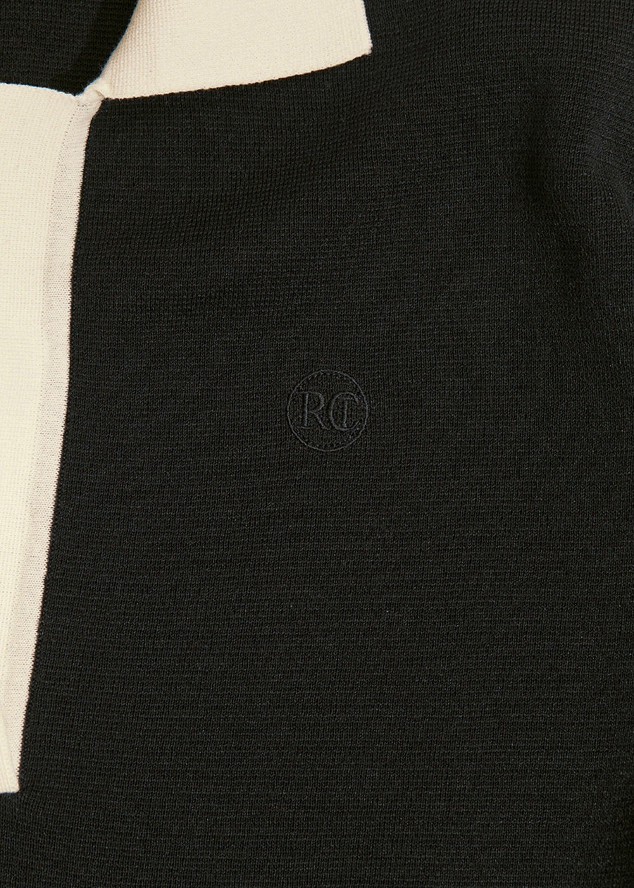 POINTED COLLAR KNIT POLO (BLACK) | RECTO