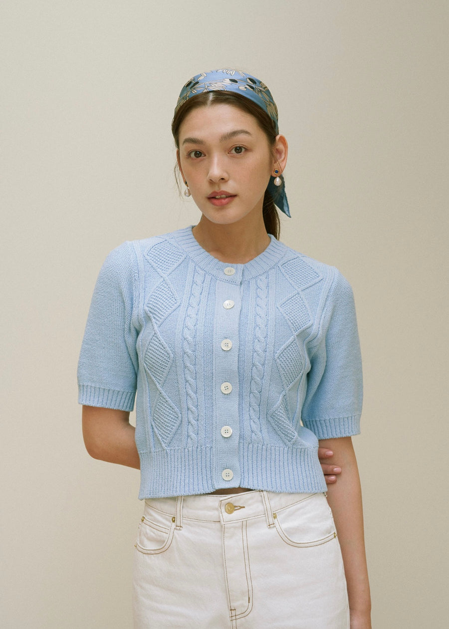 Loretta Cable Cardigan (Blue candy)