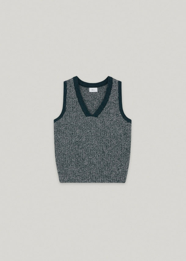 [Moia] V-neck Vest -Vintage Blue