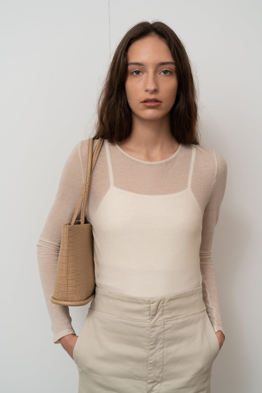 Medium Shopper Bag (Tan croco)