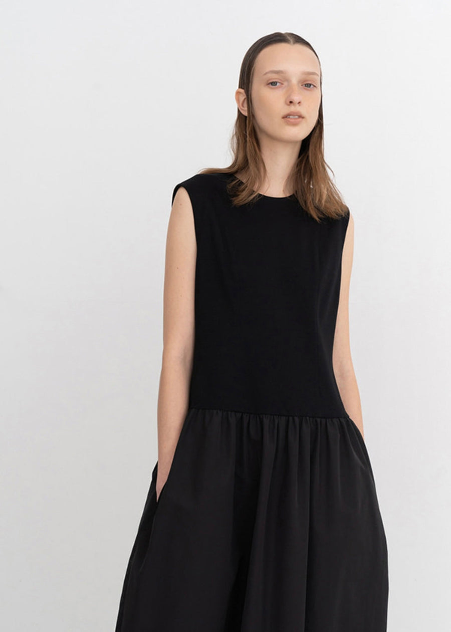 Heather cotton nylon dress (Black)