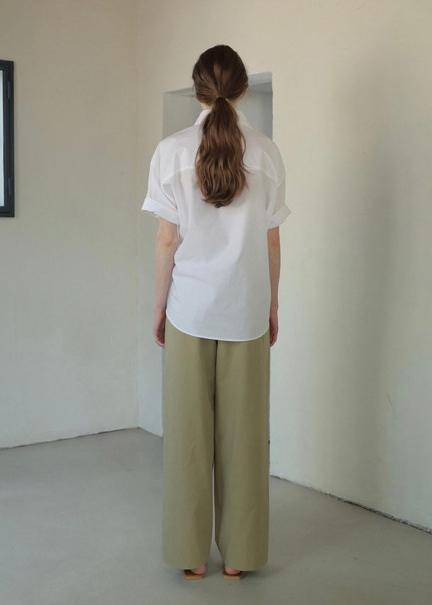 Cotton Wide Pants (Olive Khaki)