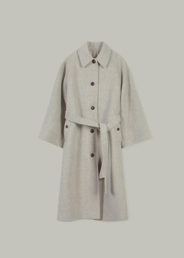 Cashmere Hand Pick Stitch Coat (Beige Check)