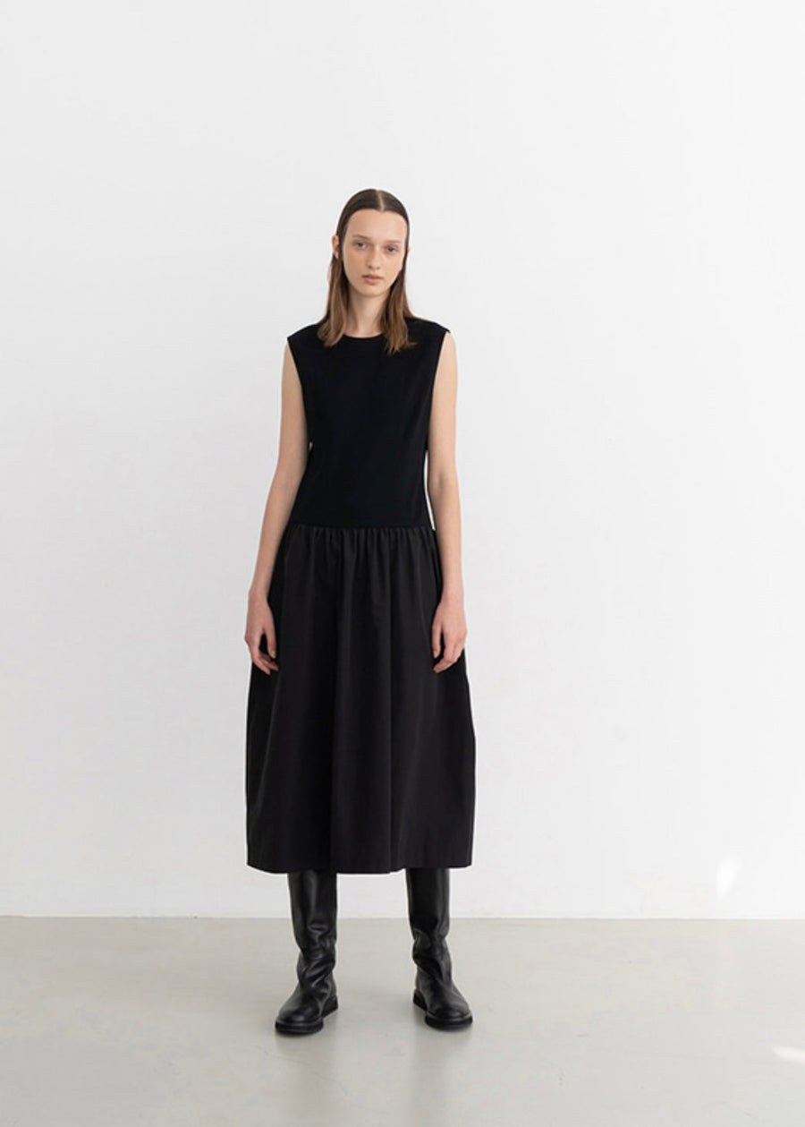 Heather cotton nylon dress (Black)