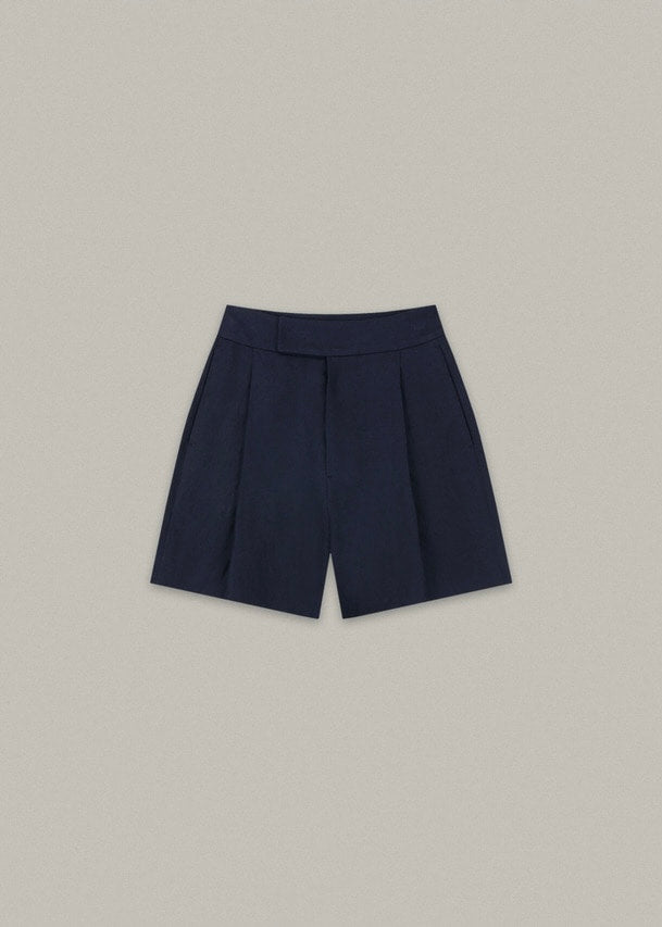 Linen Half Pants (Navy)