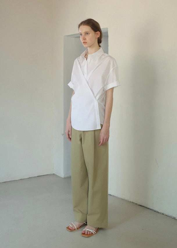 Cotton Wide Pants (Olive Khaki)