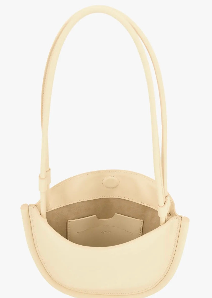 Flat hobo shoulder bag (Beige)