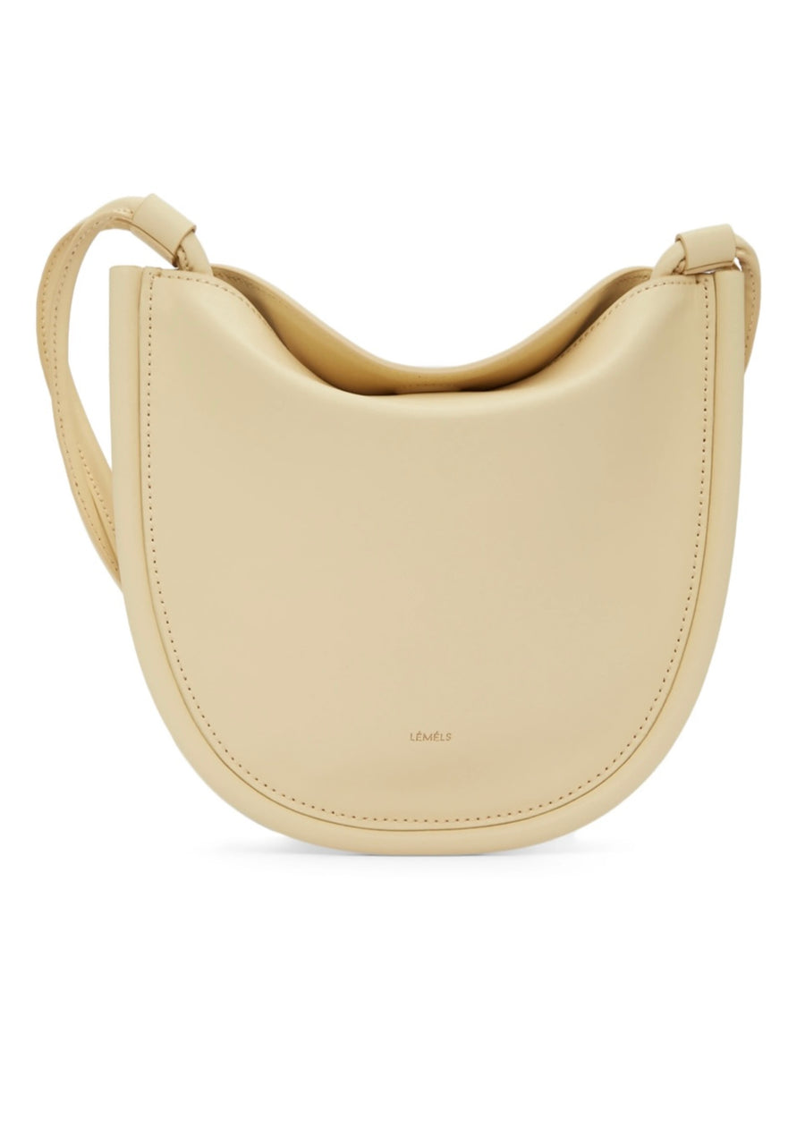 Flat hobo shoulder bag (Beige)