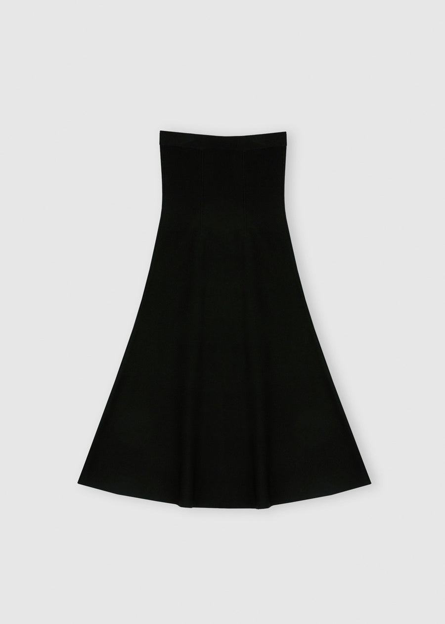 DRAPED KNIT LONG SKIRT (BLACK) | RECTO