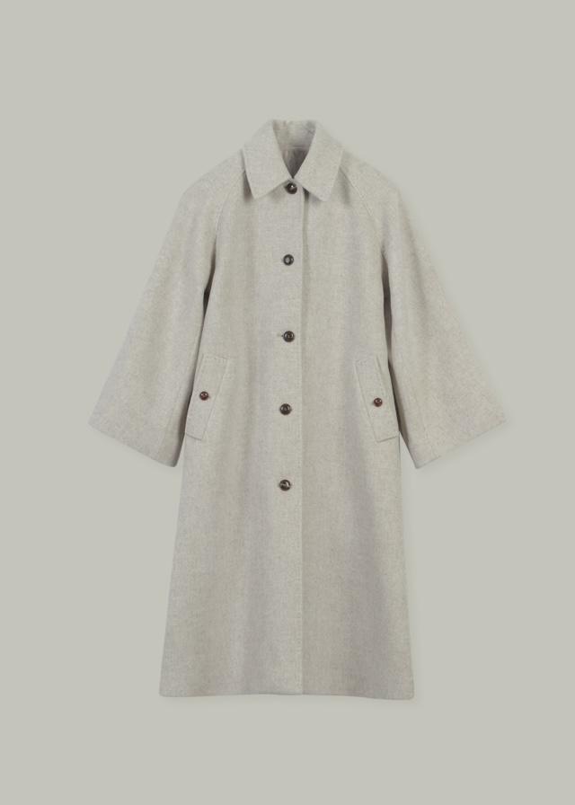 Cashmere Hand Pick Stitch Coat (Beige Check)