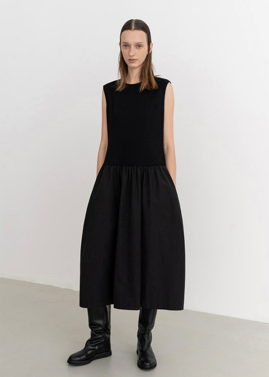 Heather cotton nylon dress (Black)