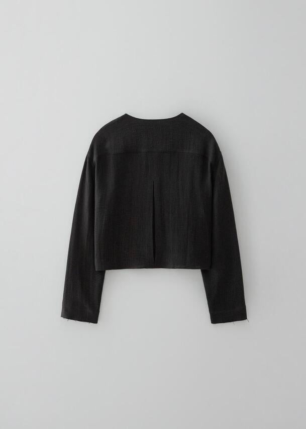 Moia Round linen shirt / Cardigan (black)