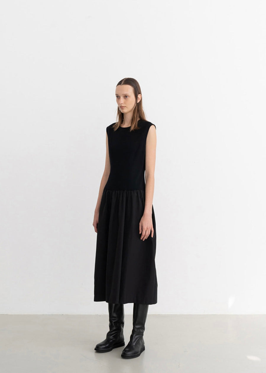 Heather cotton nylon dress (Black)