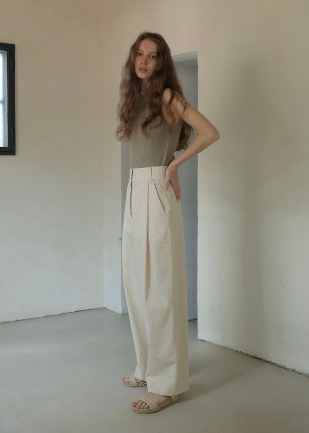 Cotton Wide Pants (Natural)