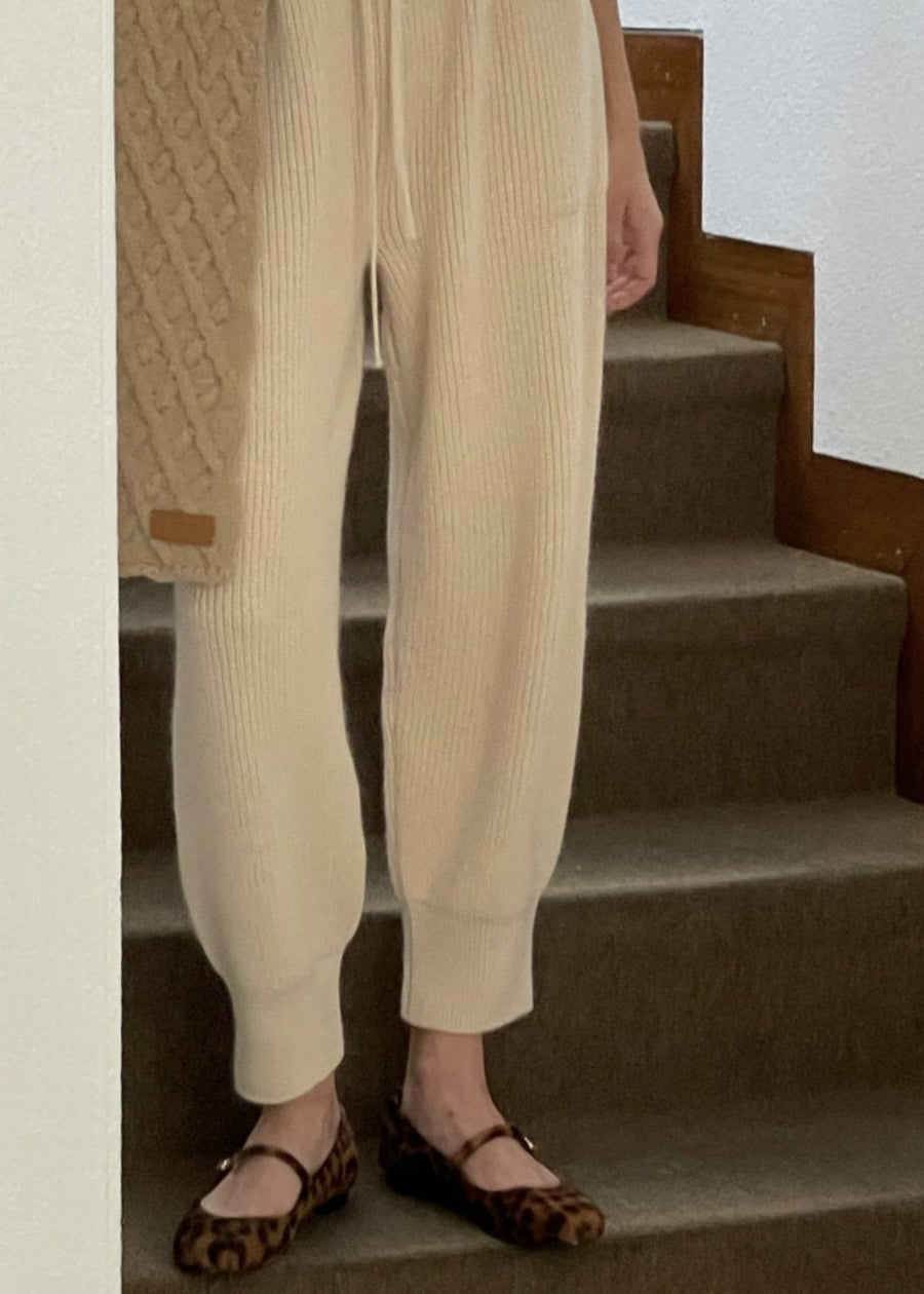 [2nd Re-Order] String Mohair Knit Pants (Cream)