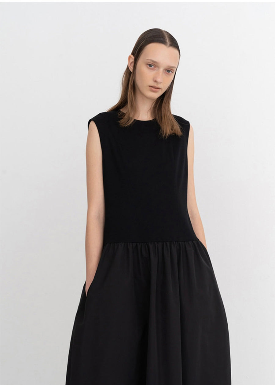 Heather cotton nylon dress (Black)