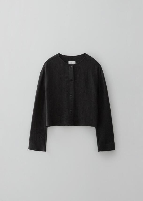 Moia Round linen shirt / Cardigan (black)