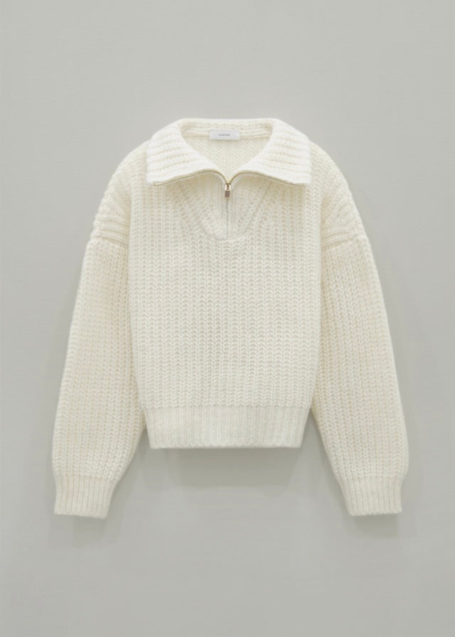 Alpaca Zip-up Sweater (Mist)