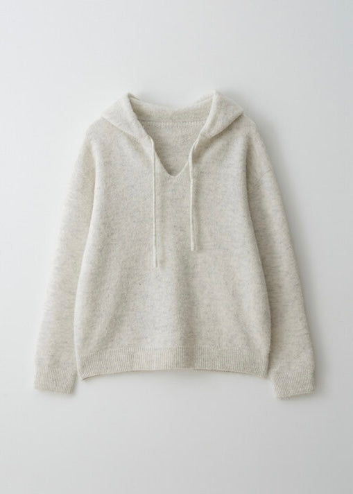 [MOIA] Alpaca hoody sweater -melange gray