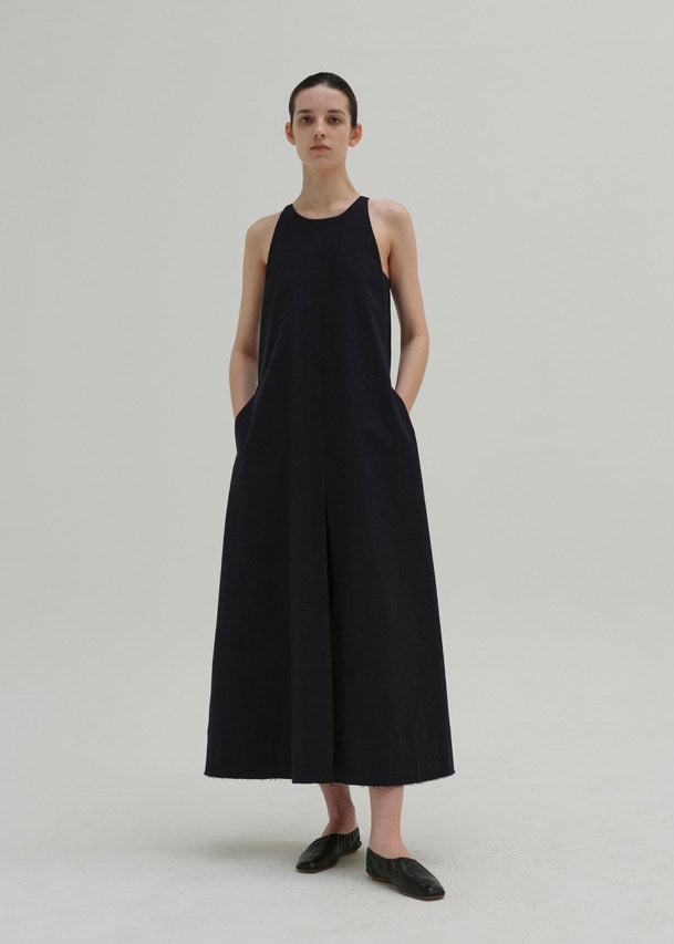 Halter slit dress (navy)