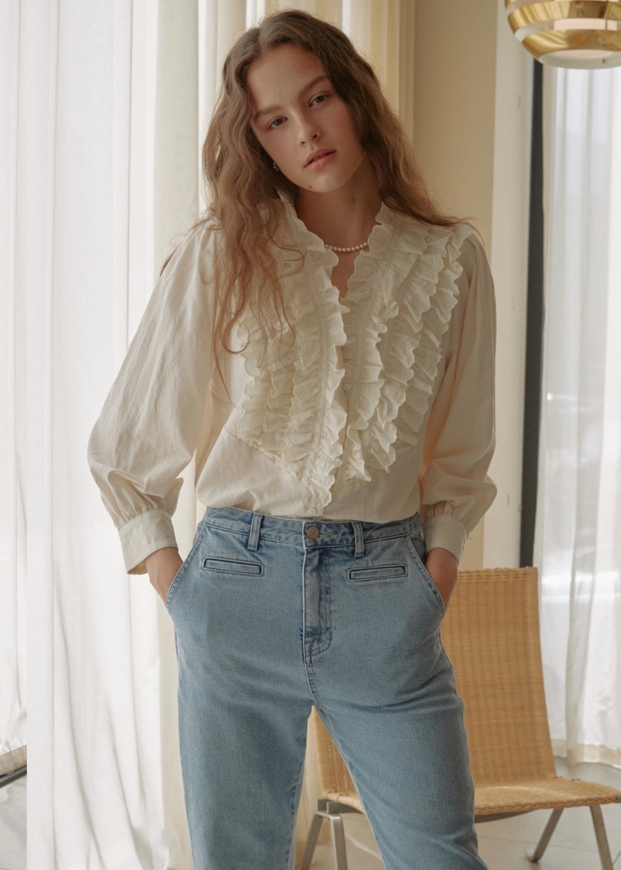 Scarlett Ruffle Lace Blouse | VOCAVACA