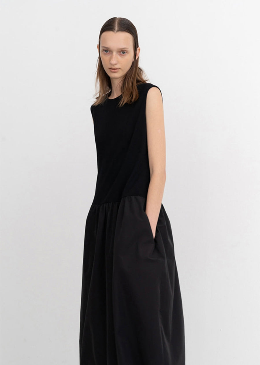 Heather cotton nylon dress (Black)