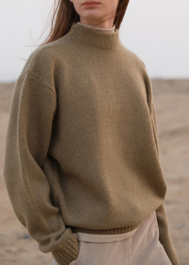 Half knit sweater (Moss green)