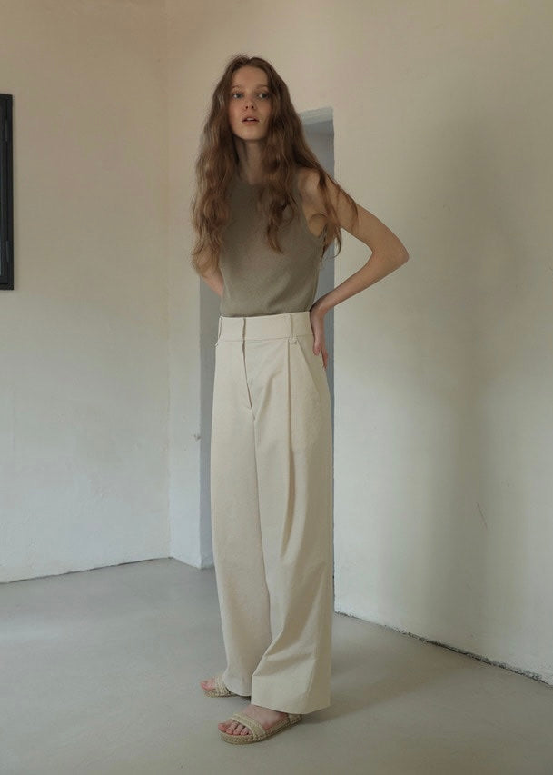 Cotton Wide Pants (Natural)